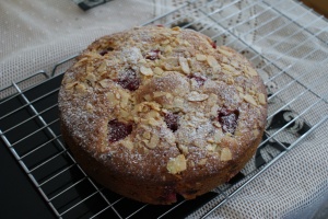 Raspberry and almond madeira cake